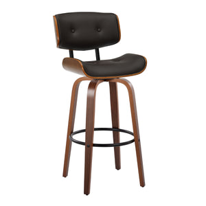 English Elm Fixed-height Swivel Barstools Walnut Back Espresso Seat Mid-century Kitchen Pair B202S01926