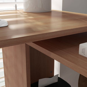 English Elm L Shaped Corner Desk with Rotating Joint Bookcase and S Shelf for Home Office Teak T3971P433574