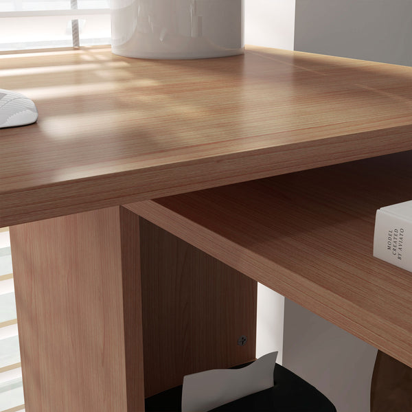 English Elm L Shaped Corner Desk with Rotating Joint Bookcase and S Shelf for Home Office Teak T3971P433574