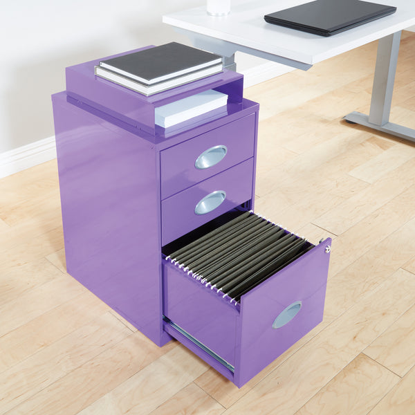 OSP Home Furnishings Metal File Cabinet Purple