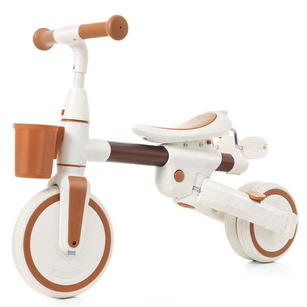 English Elm 7 in 1 Convertible Toddler Tricycle Aluminum Frame Push Trike with Rotating Seat Canopy Ivory N726P300636O