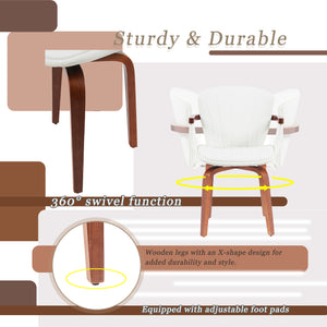 English Elm Mid-Century Bentwood Swivel Dining Chairs Set Of 2 - Stylish Pu Leather Accent Chairs For Any Space N842P290039K