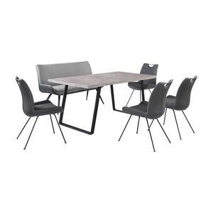 English Elm Palindra 6-Piece Modern Industrial Dining Set With Gray Concrete Table And Comfortable Seating B2736S00004-GIGA