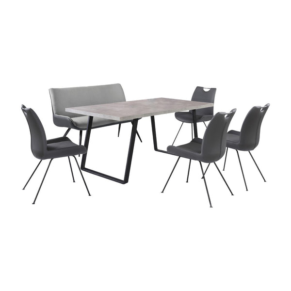English Elm Palindra 6-Piece Modern Industrial Dining Set With Gray Concrete Table And Comfortable Seating B2736S00004-GIGA