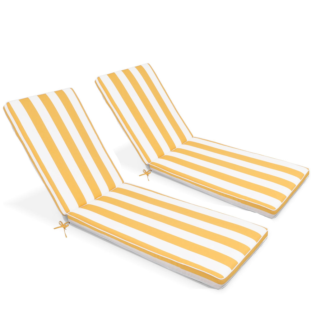 English Elm 2pcs Outdoor Chaise Lounge Cushion Set Resort Stripe Polyester Fill Patio Seating W419P459264