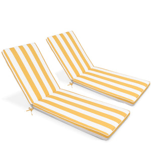 English Elm 2pcs Outdoor Chaise Lounge Cushion Set Resort Stripe Polyester Fill Patio Seating W419P459264