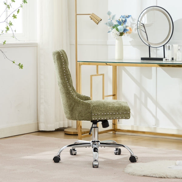 English Elm A&A Tufted Chenille Office Chair with Gold Chrome Base, Plush High-Rebound Cushion for Comfort Green W1143P366777