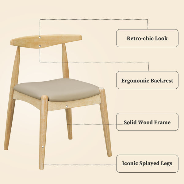 English Elm [video] 5-piece Mid-century Dining Set Rubberwood Frame Faux Leather Chairs Kitchen N759S006011E