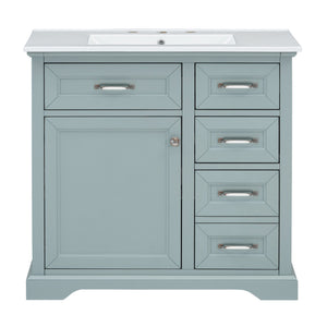 English Elm 36" Modern Grey Bathroom Vanity with Ceramic Undermount Sink, Soft-Close, Tip-Out Drawers & Storage Excellence W2896P318471