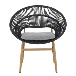English Elm Christopher Knight Home® - Cyril Handwoven Outdoor Wicker Papasan Dining Chair Set of 2 with Water‑Resistant Cushions, UV‑Safe Dark Gray,Teak N775P271975G