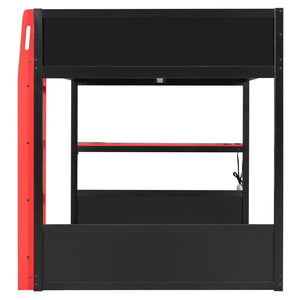 English Elm Full-size Gaming Loft Bed with Integrated Rgb Desk Usb Ports and Esports Frame Red LT000239AAR