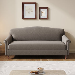 English Elm Modern Chenille Loveseat with Rolled Arms Pocket Spring Cushions and Rubberwood Legs Brown N763P362173D