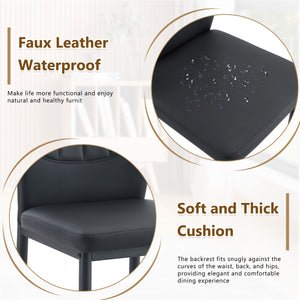 English Elm Set of 6 ergonomic dining chairs with shell-pattern back, 37" height, breathable tech fabric, sturdy metal legs and adjustable anti-slip feet for stable, comfortable seating during meals Black W1151P359599