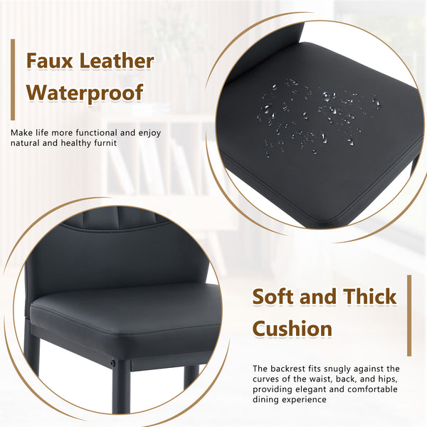 English Elm Set of 6 ergonomic dining chairs with shell-pattern back, 37" height, breathable tech fabric, sturdy metal legs and adjustable anti-slip feet for stable, comfortable seating during meals Black W1151P359599