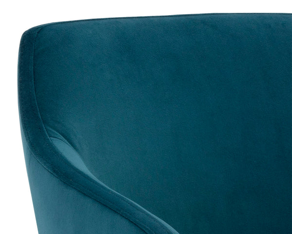 Sunpan Adelaide Counter Stool - Elegant Design with Sloping Arms and Antique Brass Caps for Modern Spaces Timeless Teal