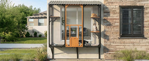 English Elm Outdoor Fir Wood Window Catio Enclosure with Four Climbing Platforms for Cats Black,Brown N719P418371D