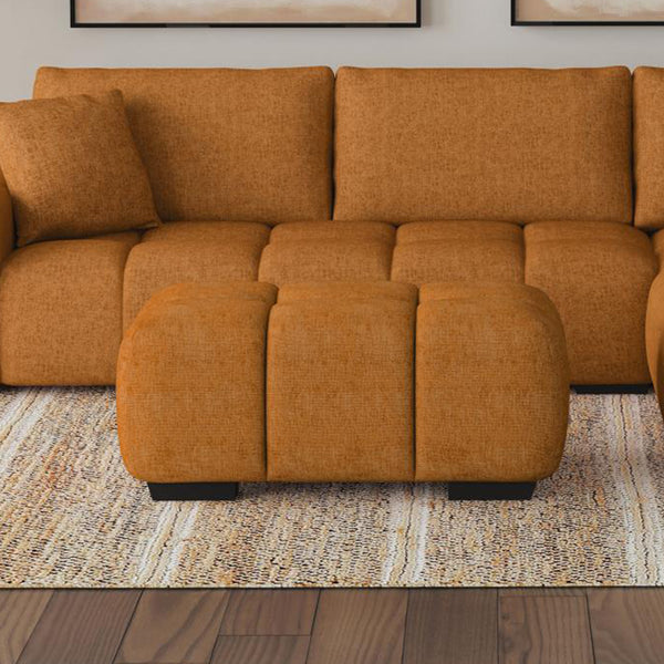 English Elm Rectangular Upholstered Tufted Ottoman with Grid Stitch Detailing for Cozy Lounging and Coffee Table Use Orange B016P370146