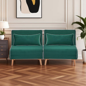 English Elm Canon Versatile Green Velvet Modular Sofa Bed Set – Space-Saving, Quick-Convert, Stylish Comfort! W3391S00002