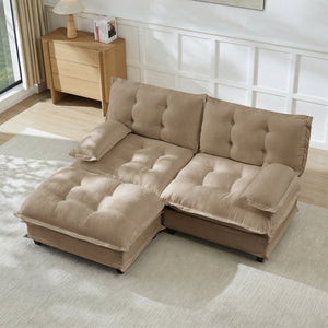 English Elm 77" Modular Cloud Sectional Chenille Couch Deep Lounge Seat with Ottoman for Living Room Light Coffee W714S01692