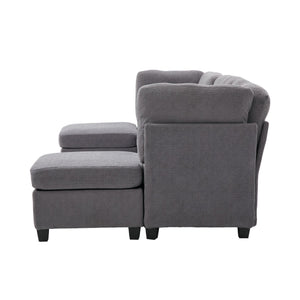 English Elm UNITED Modular 6-Seat Sectional Sofa with Removable Ottoman, Storage Compartments, Convertible Comfort Gray W1568S00245