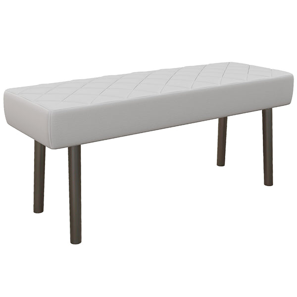English Elm HOMCOM Upholstered Ottoman Bench 39.4" Faux Leather Diamond-Tufted Padded Seat Metal Legs Gray, Stable and Stylish W2225P229335