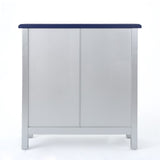 Christopher Knight Home® - Noble House - Alana Modern Firwood Cabinet with Carved Panels, Silver and Navy Blue