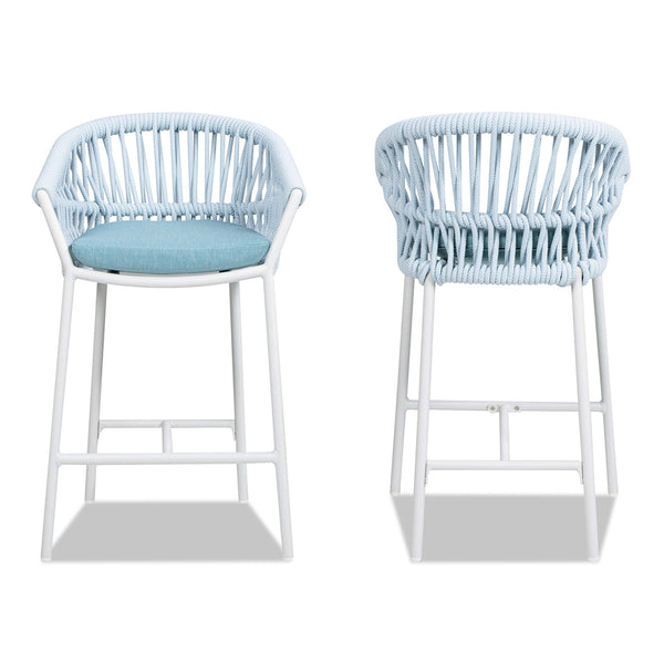 English Elm Jennifer Taylor Home - Maiden 27" Set Of 2 Coastal Counter Stools In Sky Blue - Stylish, Durable, All-Weather Seating B2719P245993