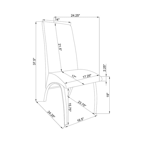 English Elm Set Ultra-Modern Leatherette Side Chairs with Chrome Curved Legs, Sleek Contoured Seats for Dining Comfort White B016P224568