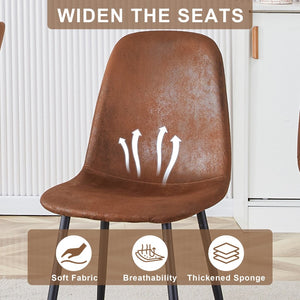 English Elm Table 7-Piece Modern Round Dining Set With 6 Ergonomic Brown Chairs & Black Metal Legs For Style W1151S03752-GIGA