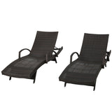 Christopher Knight Home® - Noble House - Salem Outdoor Wicker Adjustable Chaise Lounge With Arms - Set Of 2