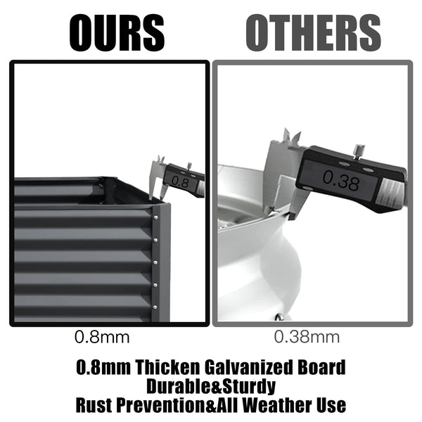 English Elm 8x4x2 Galvanized Raised Garden Bed with Rust-Resistant Steel, Open-Base Drainage, Support Rods, Safe Edges Gray W1859P197999