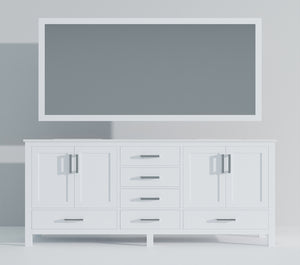 English Elm White Double Bath Vanity 80" W x 22" D with White Quartz Top, Soft-Close Storage & 30" Mirrors, Durable B2731S00839