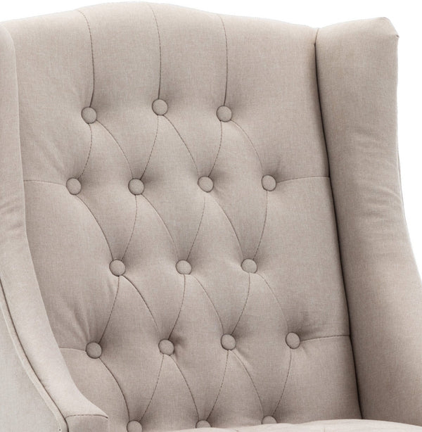 English Elm 1pc Wingback Accent Chair Diamond Tufted Polyester Upholstery Parlor Inspired Seating Beige B011P202558