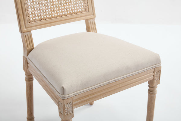 English Elm French Country Dining Chairs Set Of 2, Elegant Upholstered Rattan Back For Dining & Living Spaces W3426P324535