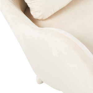 English Elm Furniture Plush 2-in-1 Pet-Friendly Mid Century Modern Accent Chair with Velvet Upholstery, Removable Base and Ergonomic Support for Living Room White N843P331163C