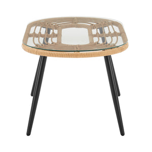 English Elm Pine 4-Piece Conversation Set with UV-Resistant Waterproof Fabric, Removable Cushions & Glass Top Grey B365P397655