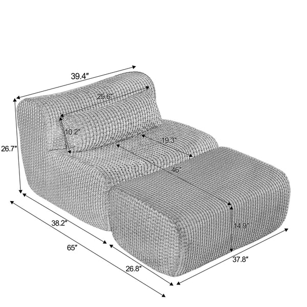 English Elm Loveseat Corduroy Cloud Couch Modular Boneless Design for Relaxed Living Spaces Brown W2339P461287