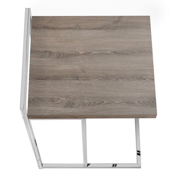 English Elm Accent Table - Contemporary C-Shaped Side Table With Chrome Base For Living Room & Bedroom Use B2710P219377