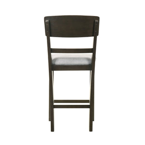 English Elm Kimberly Stackable Counter Stools Black Wood Frame Gray Upholstered Seat Set of 2 B056P416866