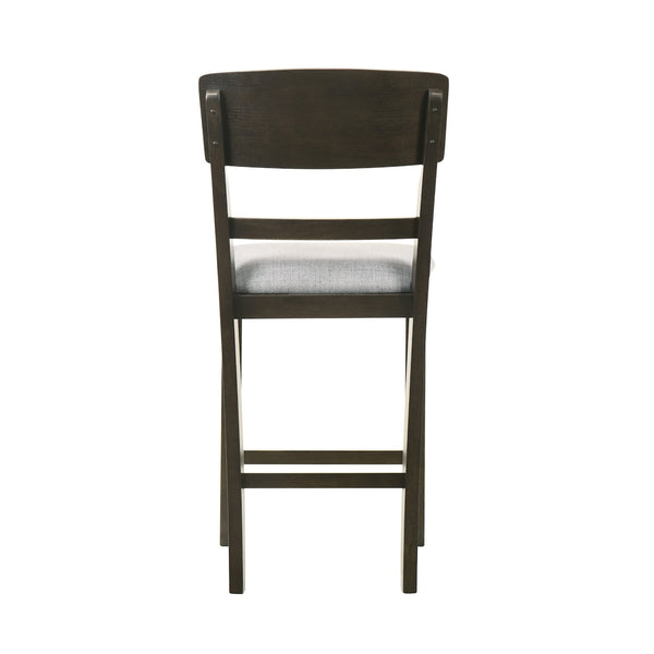 English Elm Kimberly Stackable Counter Stools Black Wood Frame Gray Upholstered Seat Set of 2 B056P416866