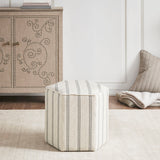 Ellen Farmhouse Accent Ottoman - Elegant Hexagonal Design for Timeless Living Room Decor