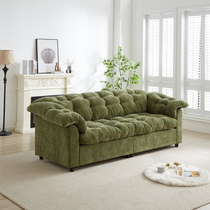 English Elm 94.8" Chenille Modern Deep Seat Sofa Plush Cloud-Like Upholstery, Solid Wood Frame, Luxurious Comfort Green W1193S00172