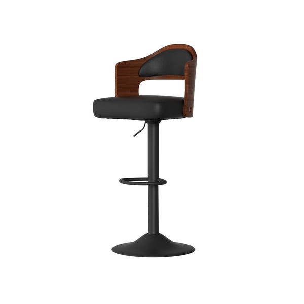 English Elm Swivel Bar Stools Set Of 2 - Adjustable Height, Comfortable Pu Leather & Bentwood Design For Dining T3950P394218-GIGA