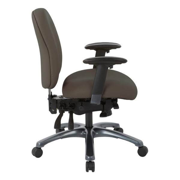 OSP Home Furnishings Multi-function Ergonomic Mid Back Office Chair with Lumbar Support and Titanium Base Graphite 8512-R111