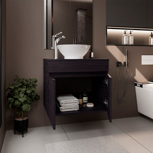 English Elm Bathroom Vanity with Sink Engineered Wood, Single Drawer Storage, Compact Modern Minimalist Design Black 27.56 L x 22.05 W x 12.2 H B097P350326