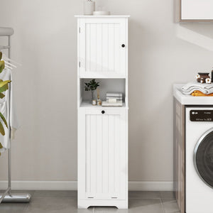 English Elm One-Compartment Tilt-Out Laundry Sorter Cabinet - Stylish White Design For Compact Spaces & Easy Access W1120P146256-GIGA