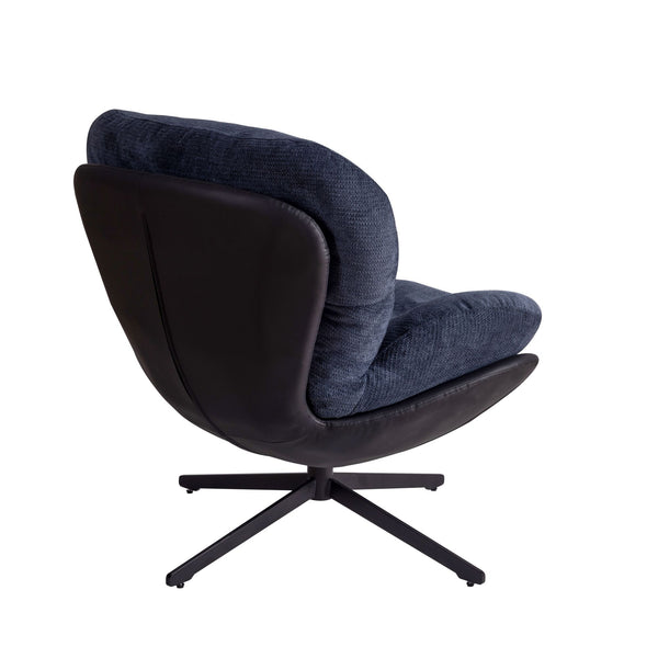 English Elm Christopher Knight Home® - 360° Swivel Office Chair Chenille and Faux Leather Accent with Metal Base, Ergonomic Plush Seating for Home and Office Black,Navy Blue N817P205024B