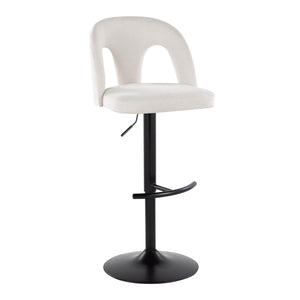 English Elm Adjustable Swivel Barstools Set of 2 White Upholstered Seats Black Metal Frame B202S02160