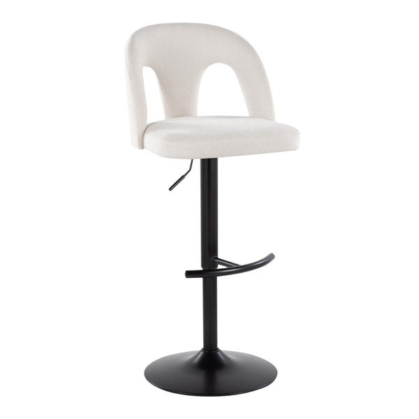 English Elm Adjustable Swivel Barstools Set of 2 White Upholstered Seats Black Metal Frame B202S02160