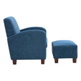 OSP Home Furnishings Aiden Chair & Ottoman Herringbone  Navy